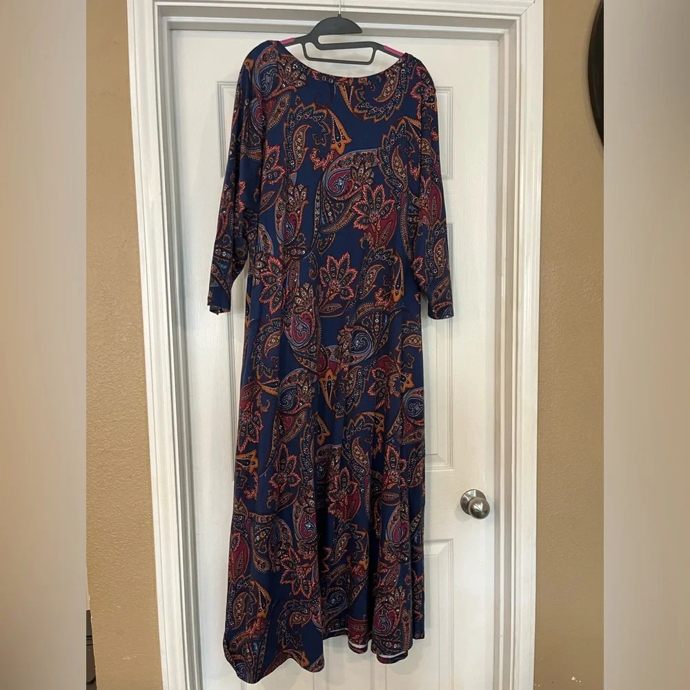 Soft Surroundings 3/4 Sleeve Cotton Modal Scoop Neck Maxi Dress - Picture 6 of 8